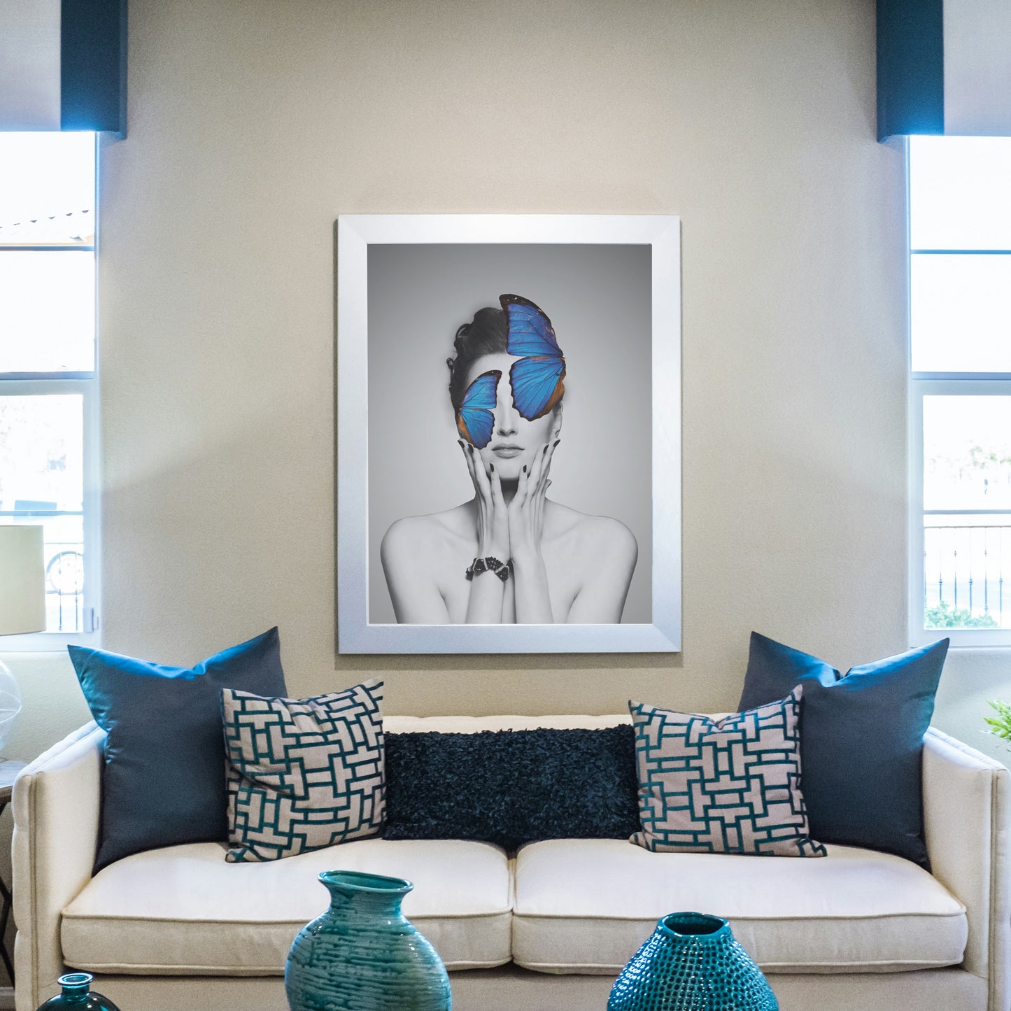 Framed wall Art Blue Butterfly