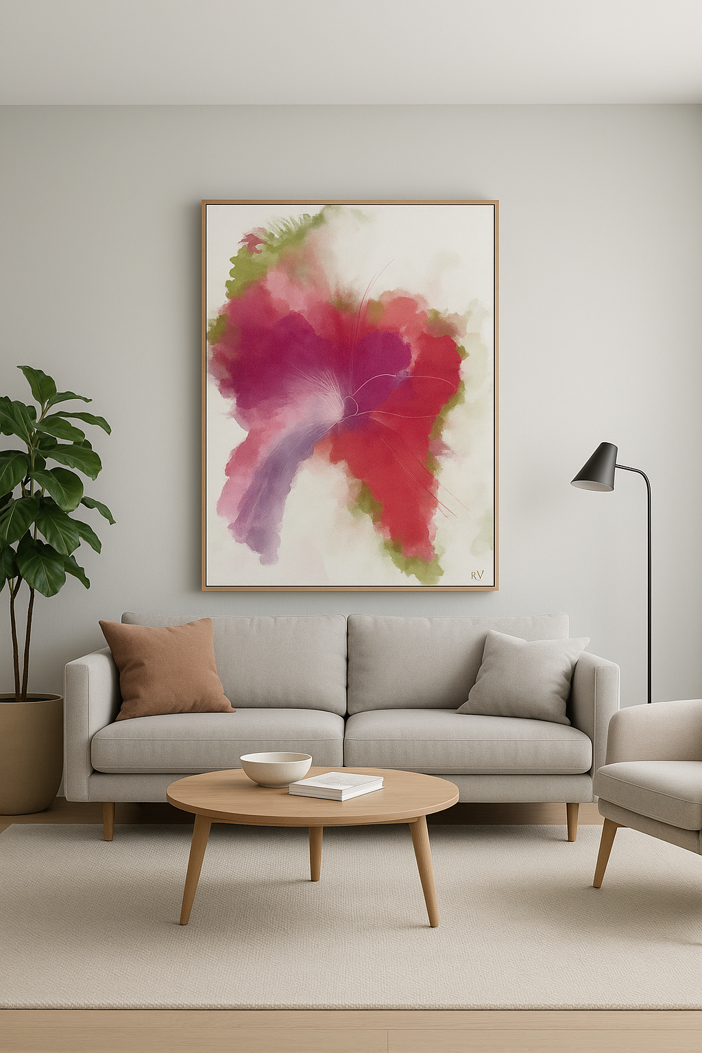 Organic Flow - Authorial Abstract Painting - Modern Framed Canvas for Living Room