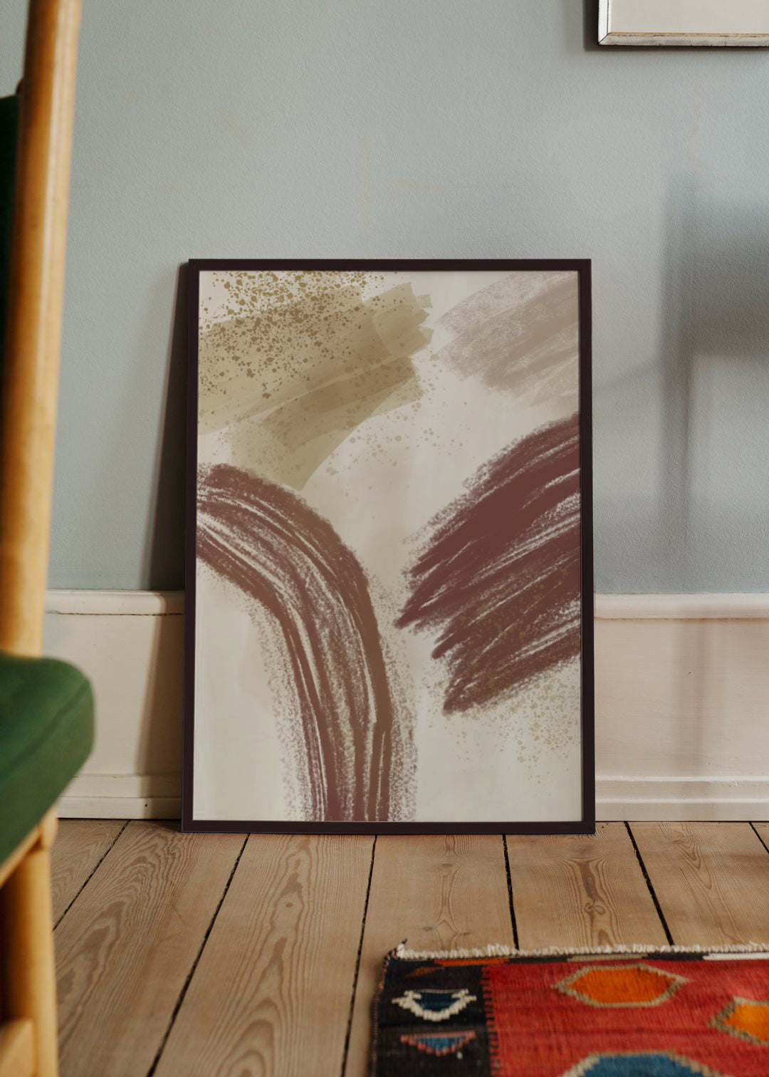 Framed Wall Alrt Strokes With Brown